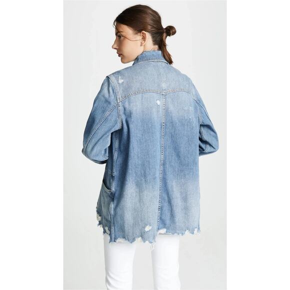 Free People Womens Moon Child Blue Denim Jean Jacket XS - Picture 2 of 7
